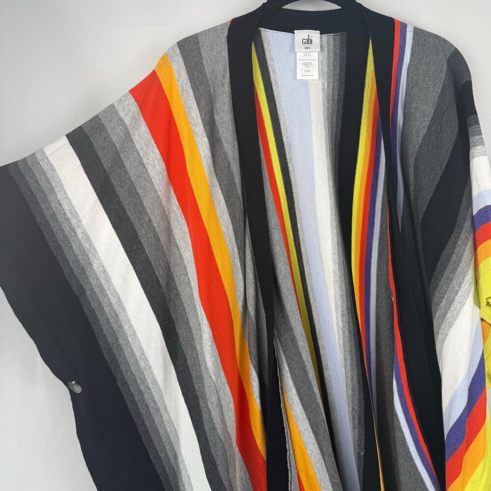 Cabi Multicolor Striped Serape Convertible Poncho Cape 100% Cotton Size M/L - Picture 3 of 9